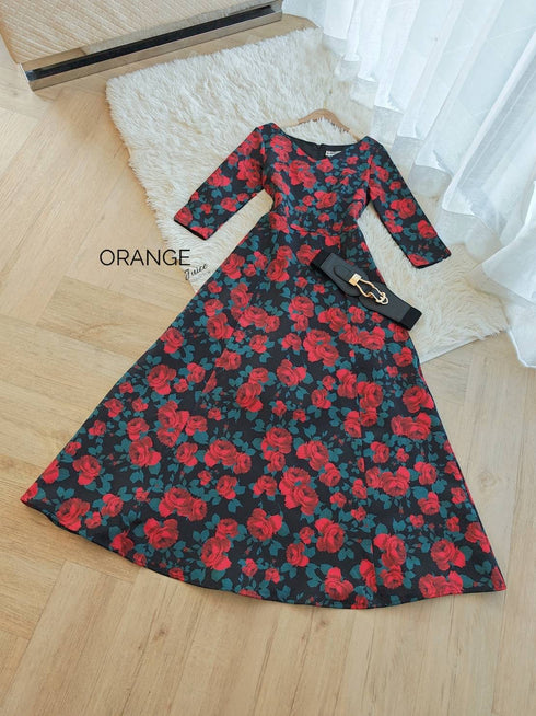 ORANGE JUICE Floras Long Sleeves Maxi Dress With Belt